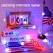 4th of July Lights Battery Operated, Red White and Blue Lights with Timer Outdoor Waterproof